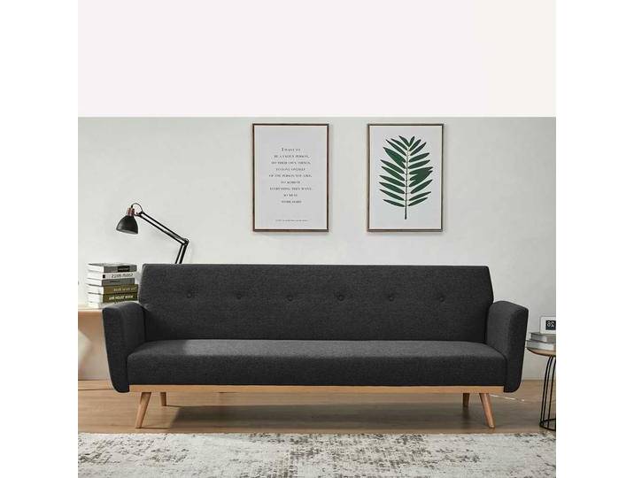 Funktions Klappsofa in Schwarz und Holz Naturfarben Skandi Design von Pharao24.de