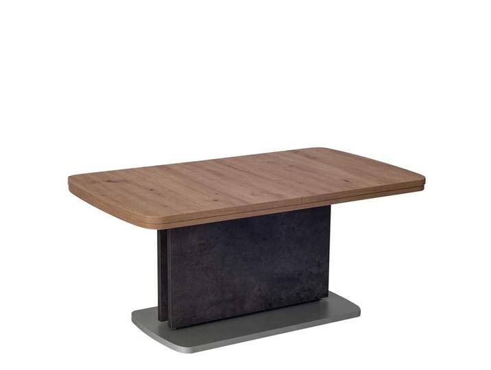 Funktionstisch in Beton Grau und Wildeiche Optik höhenverstellbar und ausziehbar Funktionstisch in Beton Grau und Wildeiche Optik höhenverstellbar und ausziehbar von Pharao24.de