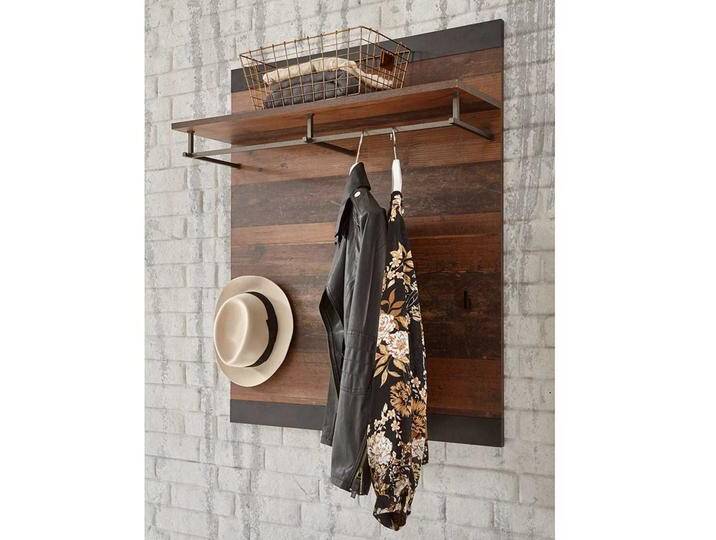 Garderobe in Dunkelgrau und Altholz Optik 80 cm breit von Pharao24.de