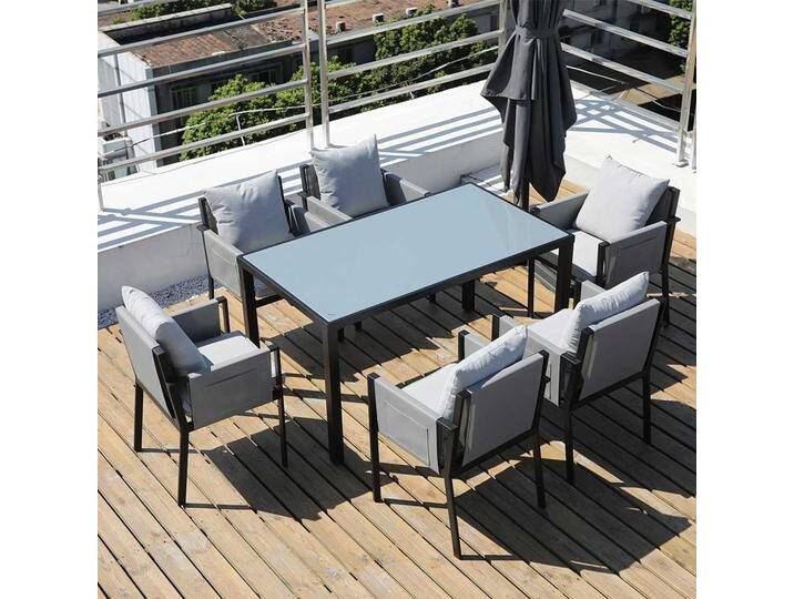 Garten Esstisch mit Stühlen in modernem Design 6 Personen (siebenteilig) von Pharao24.de