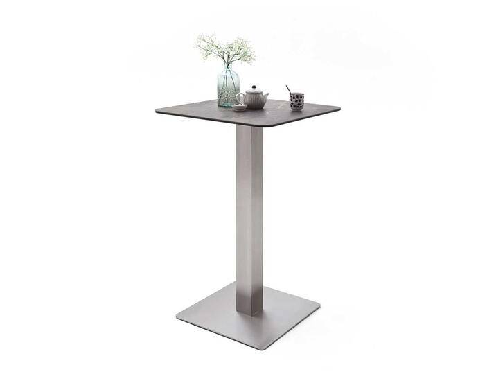 Glas Bartisch mit Keramik beschichtet in Marmor Optik Edelstahl von Pharao24.de