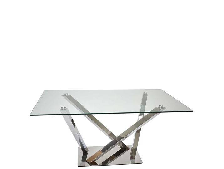 Glas Esstisch mit Edelstahl Mikado Fußgestell 160 cm breit von Pharao24.de