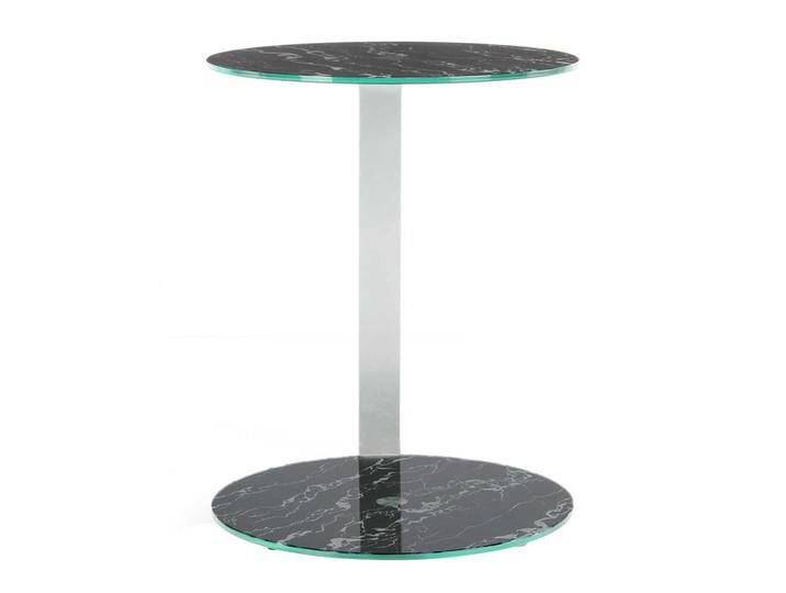 Glas Sofatisch in Schwarz und Silberfarben rund von Pharao24.de