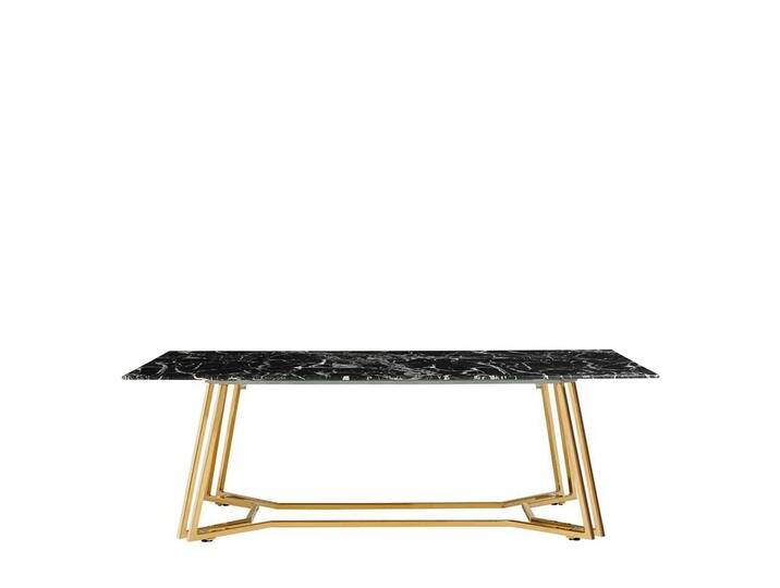 Glas und Metall Couchtisch in Schwarz Goldfarben von Pharao24.de