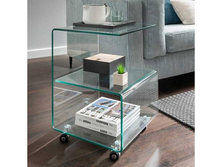 Glastisch mit Rollen in modernem Design 60 cm hoch - 40 cm breit Glastisch mit Rollen in modernem Design 60 cm hoch - 40 cm breit von Pharao24.de