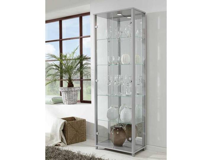 Glasvitrine in Silberfarben LED Beleuchtung von Pharao24.de