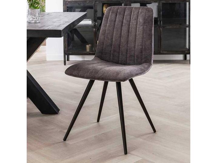 Graue Polsterstühle mit Gestell aus Metall 48 cm Sitzhöhe (4er Set) von Pharao24.de