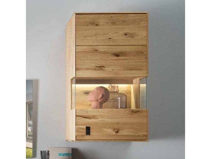 Hängevitrine aus Wildeiche und Eiche Massivholz Glaseinsatz von Pharao24.de