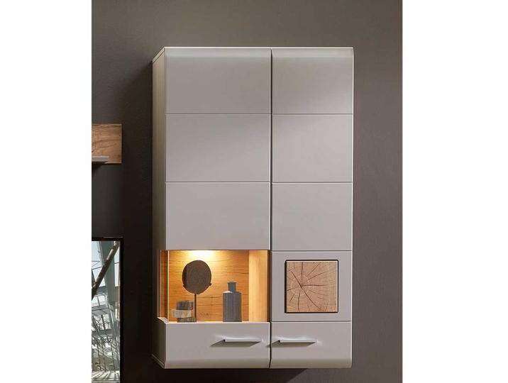 Hängevitrine, Grau, 80x37x136 cm, MDF & Spanplatte, Mit LED Beleuchtung, Modern Hängevitrine, Grau, 80x37x136 cm, MDF & Spanplatte, Mit LED Beleuchtung, Modern von Pharao24.de