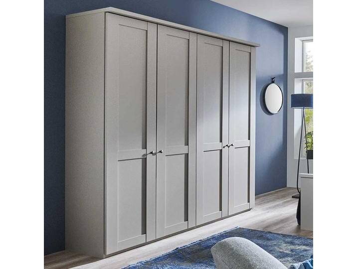 Hellgrauer Schlafzimmerschrank 200 cm breit 4 Drehtüren von Pharao24.de
