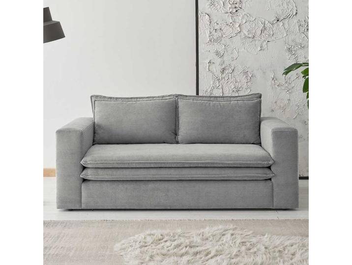 Hellgraues Zweisitzer Sofa aus Cord modernem Design von Pharao24.de