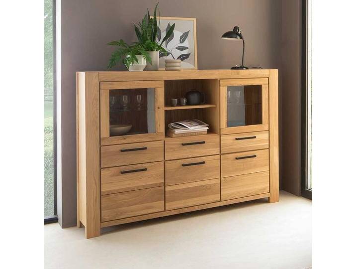 Highboard Anrichte in Wildeichefarben mit Glastüren von Pharao24.de
