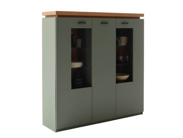 Highboard Wohnzimmerschrank mit LED Beleuchtung in Graugrün von Pharao24.de