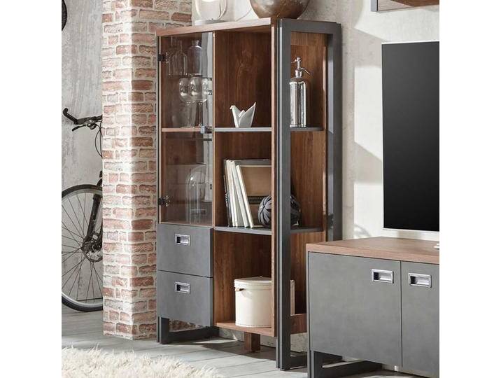 Highboard im Loft Style Eiche dunkel Schiefer Grau Highboard im Loft Style Eiche dunkel Schiefer Grau von Pharao24.de