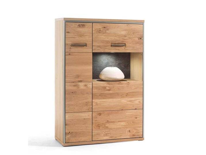 Highboard in Asteiche Bianco furniert und Silberfarben Landhausstil von Pharao24.de
