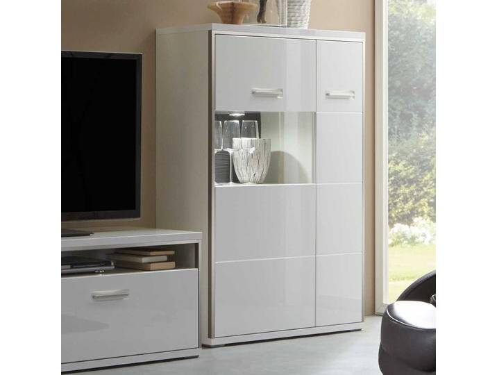Highboard in Weiß Hochglanz Glas LED Beleuchtung von Pharao24.de