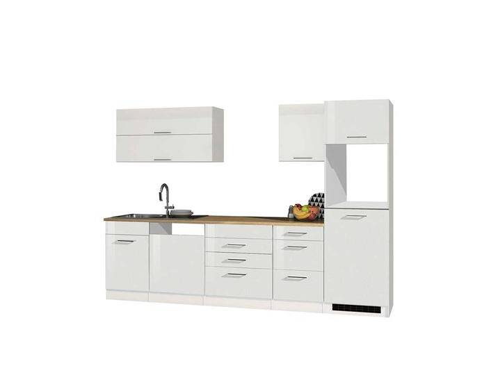 Hochglanz Einbauküchenblock in Weiß Made in Germany (siebenteilig) von Pharao24.de