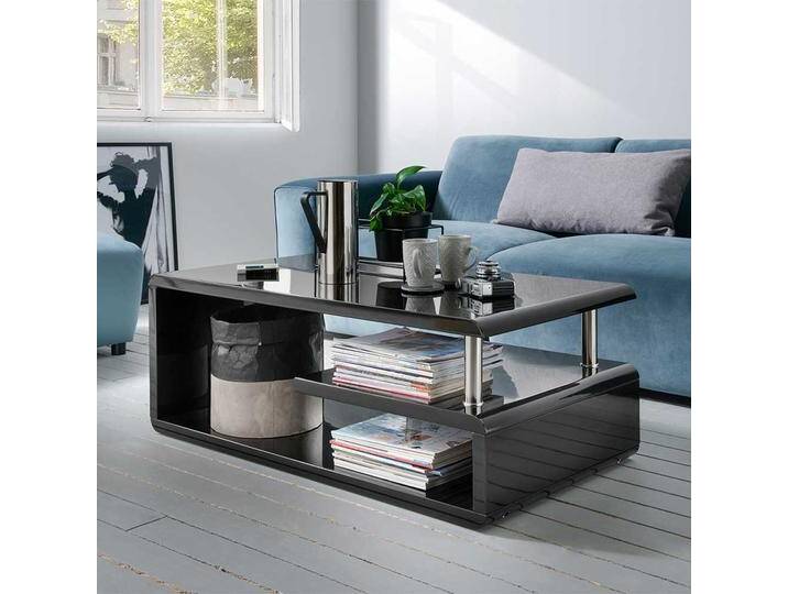 Hochglanz Sofatisch schwarz in modernem Design 110 cm breit von Pharao24.de