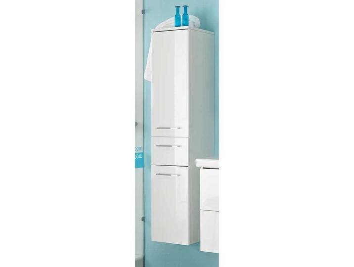 Hochschrank Badezimmer Hochschrank mit Metallgriffen in Weiß von Pharao24.de