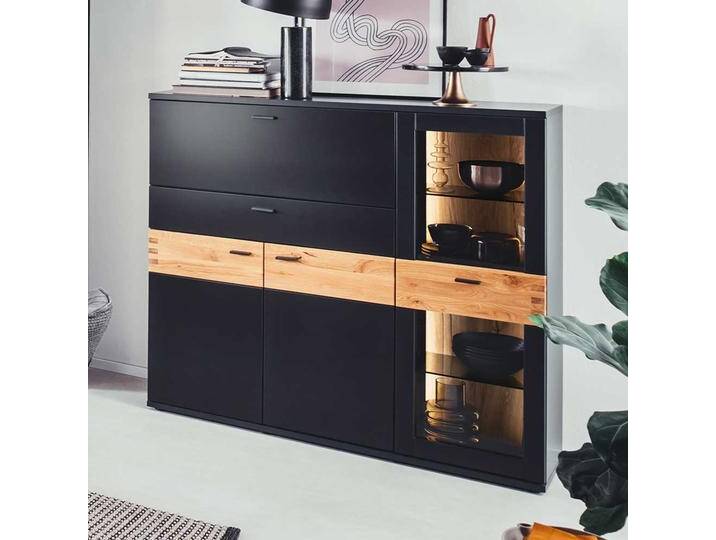 Hochwertiges Esszimmer Highboard in Wildeichefarben Schwarzgrau von Pharao24.de