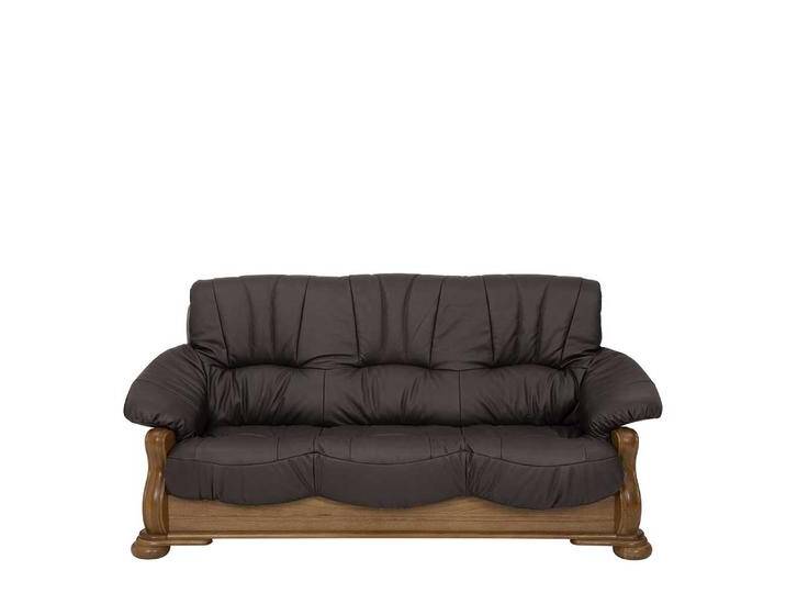 Hochwertiges Ledersofa in Braun und Eiche rustikal Made in Germany von Pharao24.de