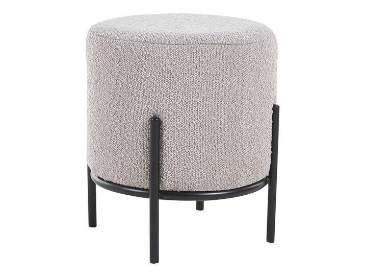 Hocker Boucle Taupe mit Vierfußgestell aus Metall 38 cm hoch von Pharao24.de