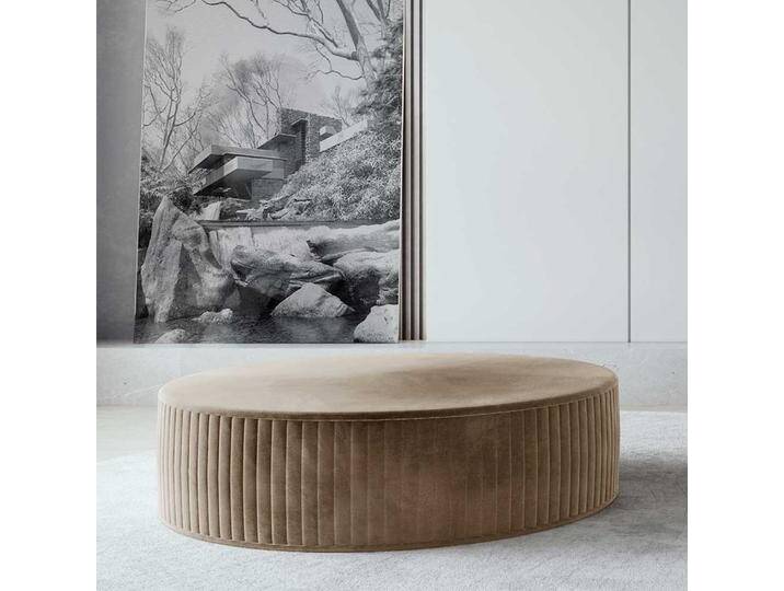 Hocker Polsterhocker aus Samt in runder Form von Pharao24.de