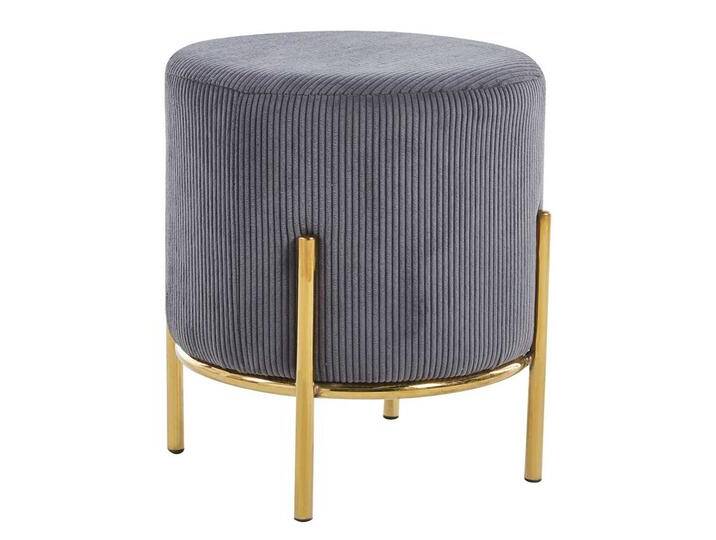 Hocker mit Metallgestell in Grau Cord Goldfarben von Pharao24.de