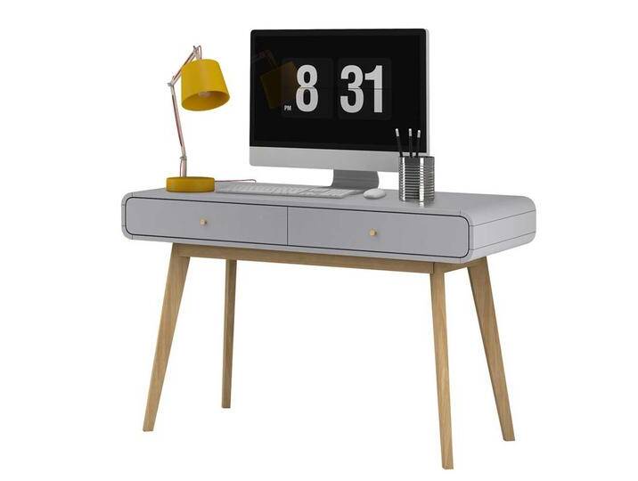 Home Office Schreibtisch in Grau Eichefarben von Pharao24.de