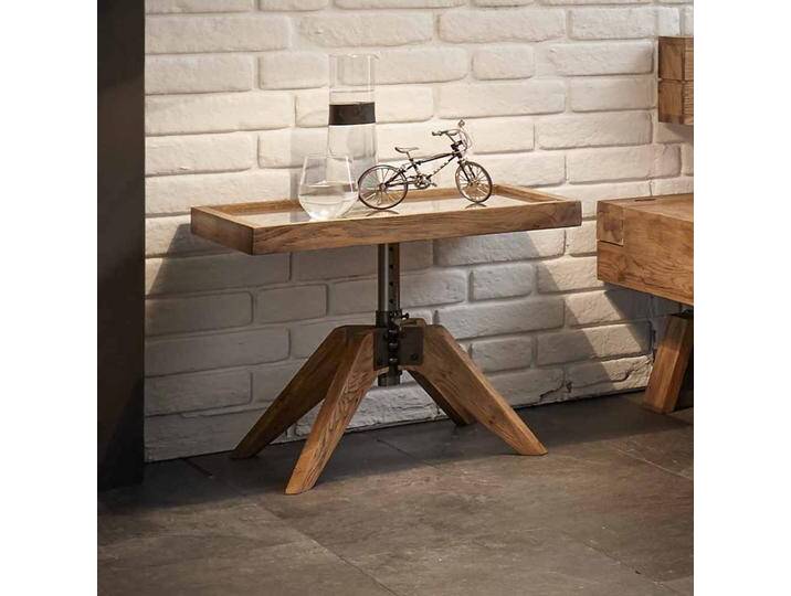 Industry Nachttisch aus Wildeiche Massivholz Glas von Pharao24.de