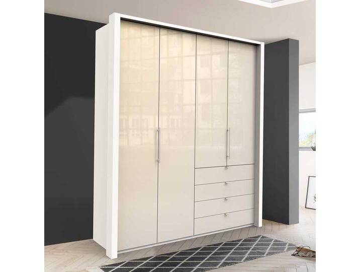 Jugendzimmer Kleiderschrank in Creme Weiß Glas beschichtet Falttüren von Pharao24.de