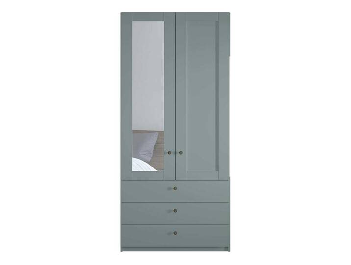 Kleiderschrank mit Spiegel links in Graugrün 100 cm breit von Pharao24.de