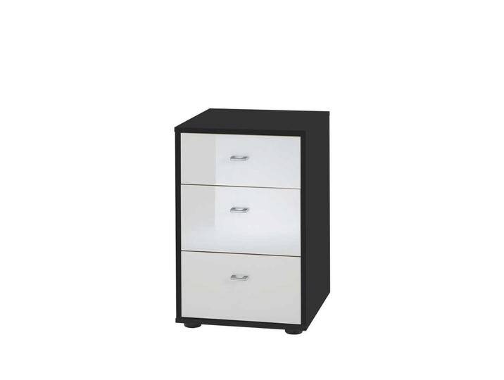 Kleine Kommode in Schwarz Weiß Glas beschichtet von Pharao24.de