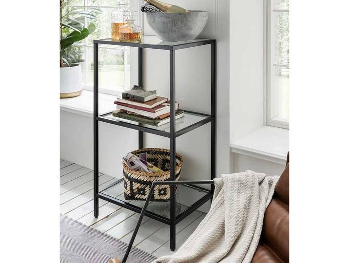 Kleine Regal mit Glasböden und Metallgestell Schwarz von Pharao24.de