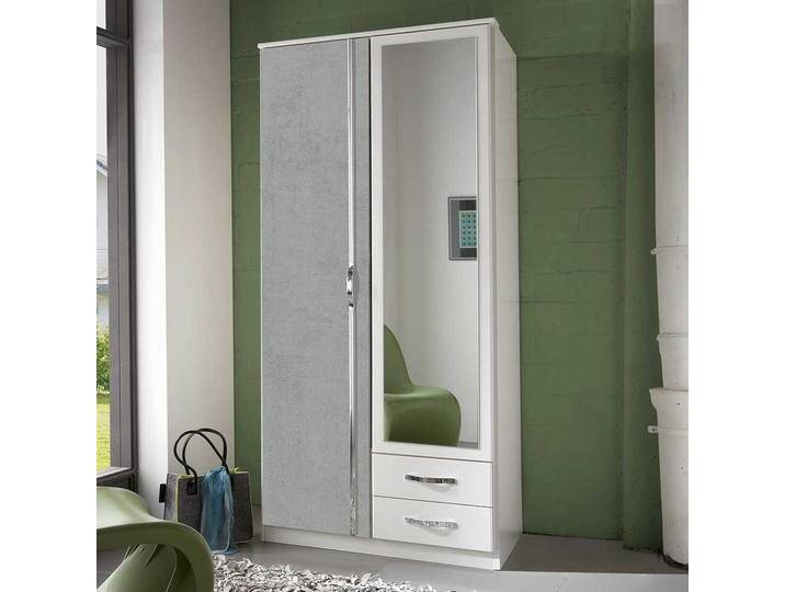 Kleiner Kleiderschrank mit Spiegeltür und Schubladen 91 cm breit von Pharao24.de