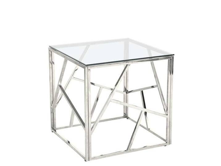 Kleiner Wohnzimmertisch aus Glas und Metall quadratischer Tischplatte von Pharao24.de