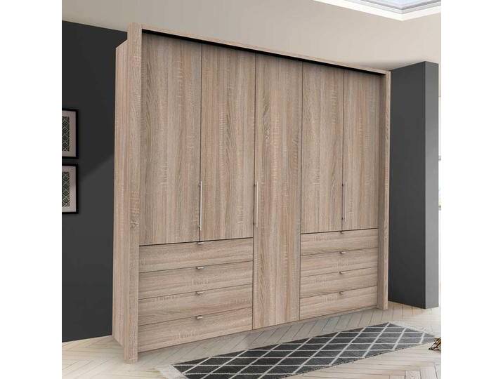 Kombi Schlafzimmerschrank 3 türig mit Schubladen Eiche Sägerau von Pharao24.de
