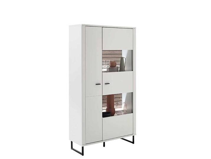 Kombi-Vitrine weiß modern 100 cm breit Bügelgestell aus Metall von Pharao24.de