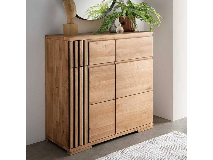 Kommode Wildeiche massiv in modernem Design zwei Schubladen und Türen von Pharao24.de