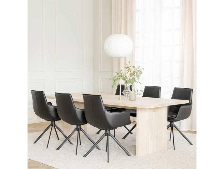 Komplette Essgruppe in modernem Design Echtleder Stühle (siebenteilig) von Pharao24.de