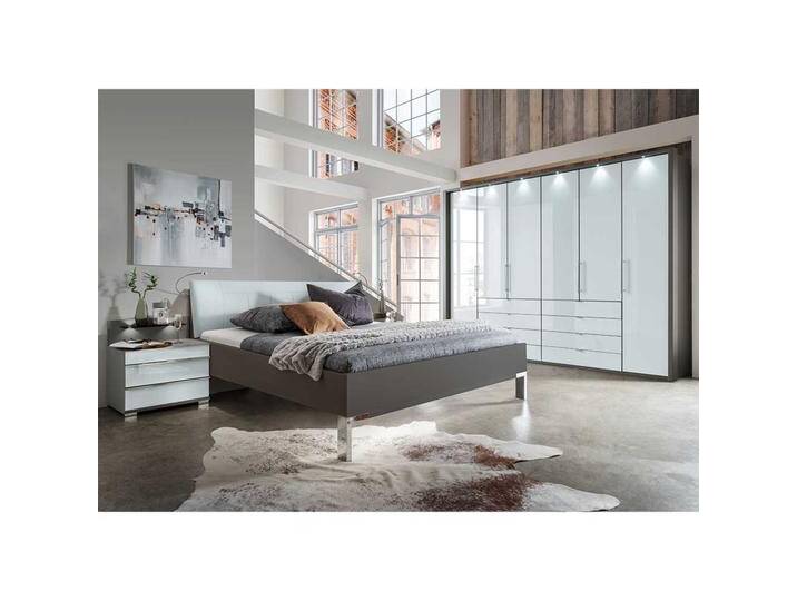Komplettschlafzimmer in Weiß und Braun glasbeschichtet (vierteilig) von Pharao24.de