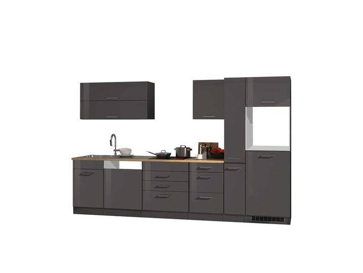 Küchenblock 330 cm breit Grau Hochglanz (achtteilig) von Pharao24.de