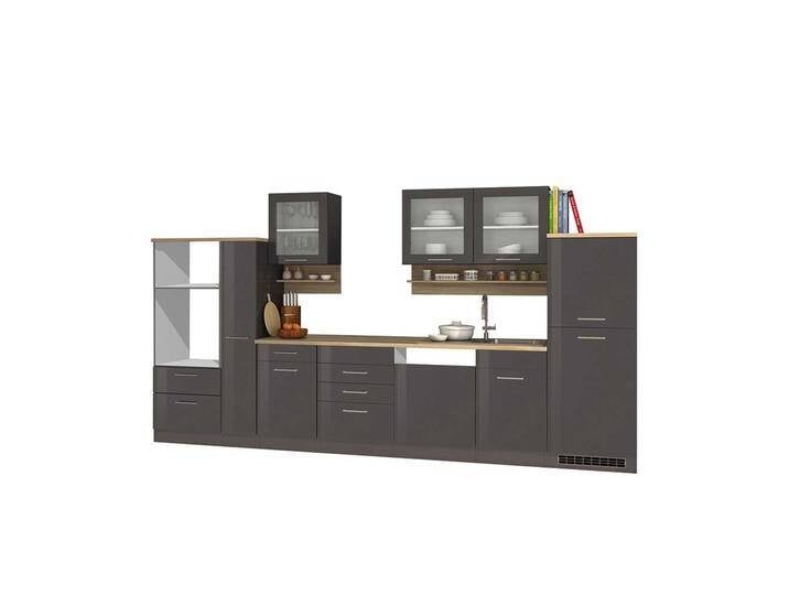 Küchenblock in Grau hochglänzend modern (zwölfteilig) von Pharao24.de
