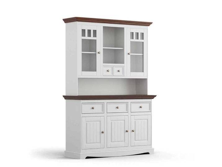 Küchenbuffet Buffetschrank in Weiß mit Glastüren Küchenbuffet Buffetschrank in Weiß mit Glastüren von Pharao24.de