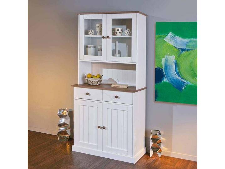 Küchenbuffet in Weiß Braun Kiefer Massivholz von Pharao24.de