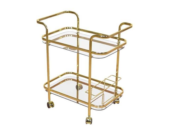 Kuechenrollwagen in Messingfarben Stahl und Sicherheitsglas von Pharao24.de
