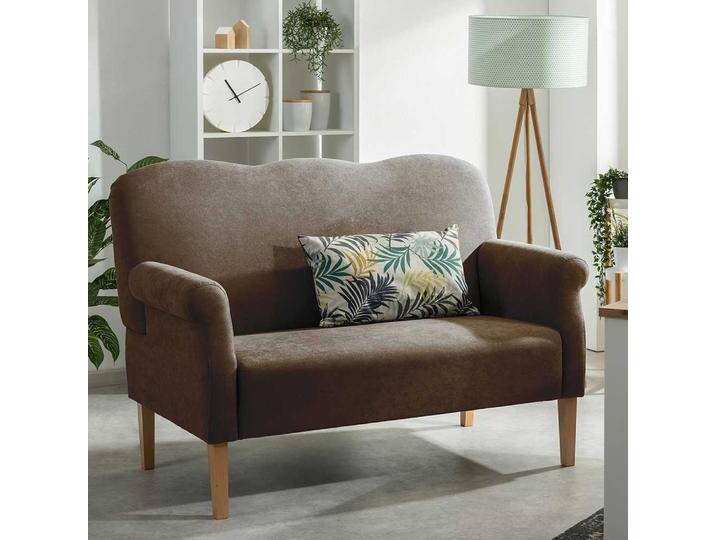 Küchensofa braun im Landhausstil Bezug aus Flachgewebe von Pharao24.de