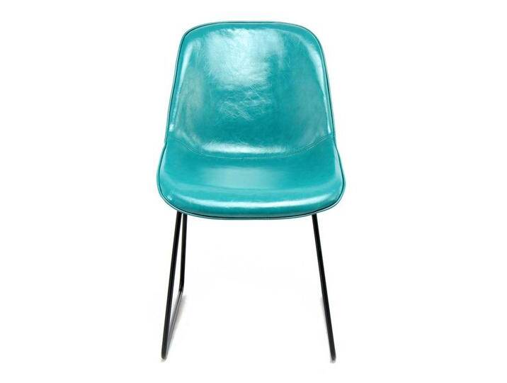 Küchenstuhl in Blau Kunstleder Retro Style (2er Set) von Pharao24.de