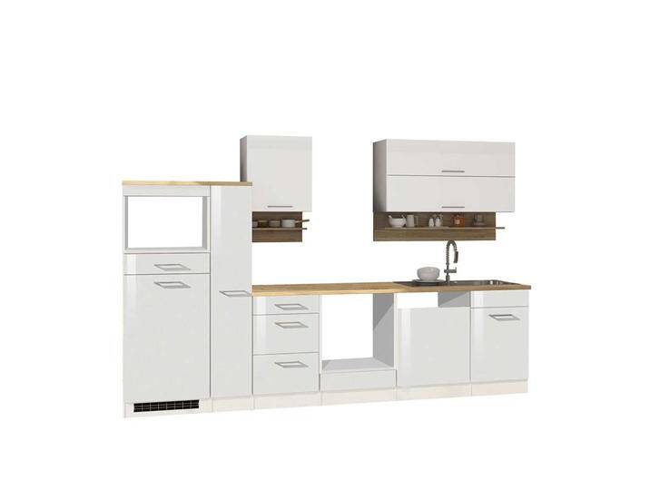 Küchenzeile in Weiß Hochglanz 310 cm breit (zehnteilig) von Pharao24.de