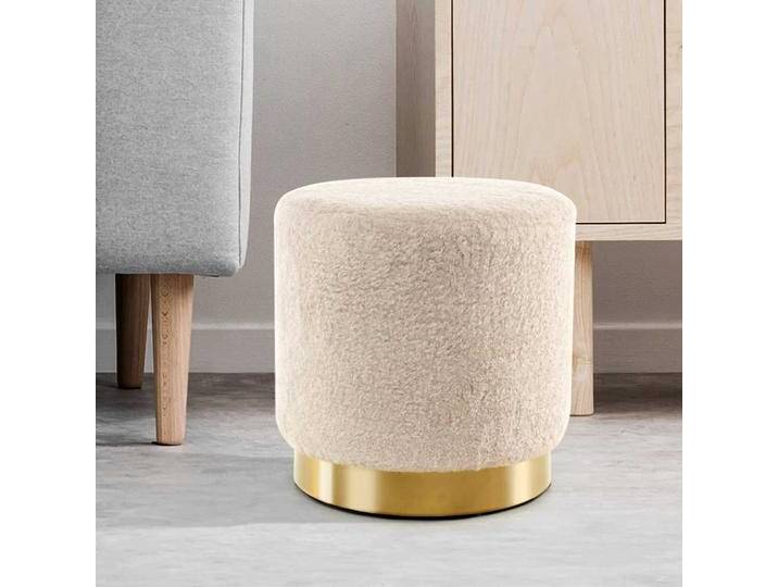 Kunstfell Sitzhocker in Creme Weiß Skandi Design von Pharao24.de